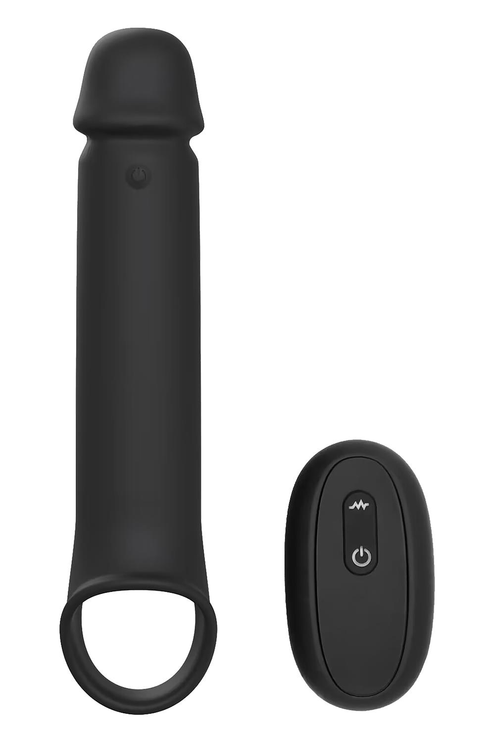 Черная насадка-удлинитель с вибрацией Vibrating Extender With Remote