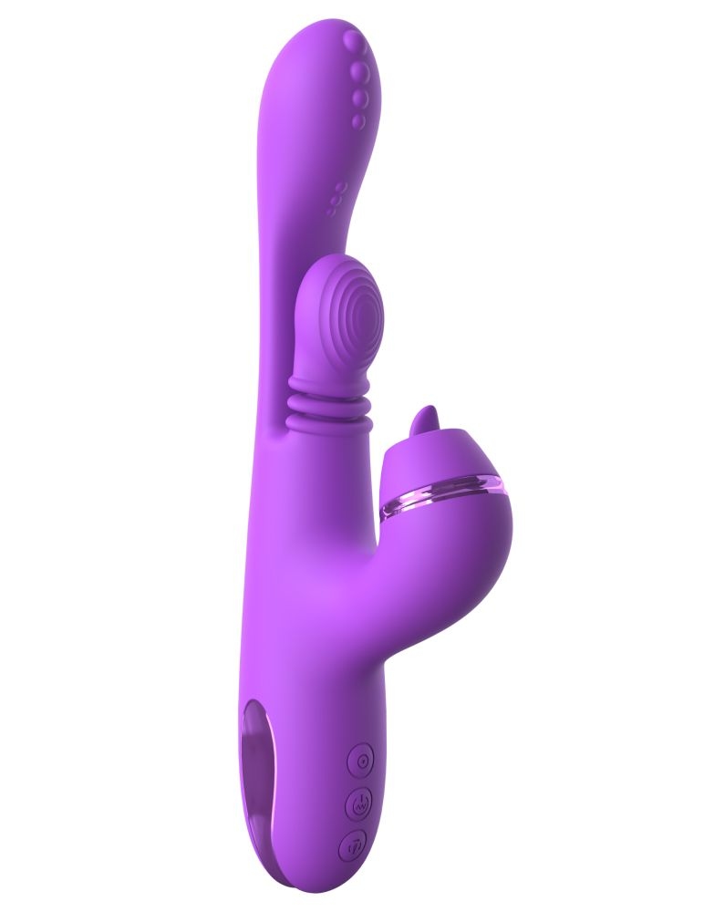 Фиолетовый вибратор с тройной стимуляцией Intimotion Pulse Pro - 24 см.