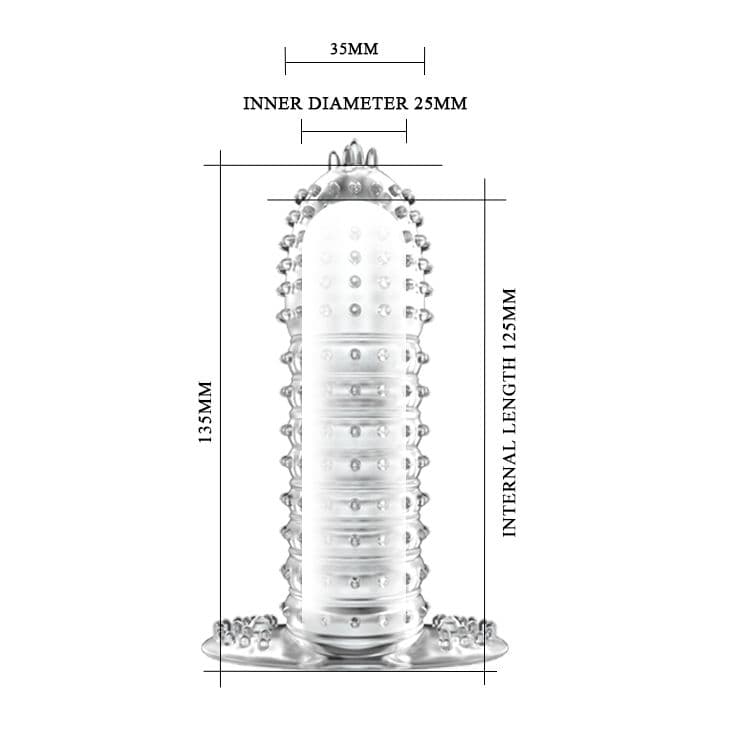 Прозрачная насадка на фаллос с закрытой головкой Penis Sleeve - 13,5 см.