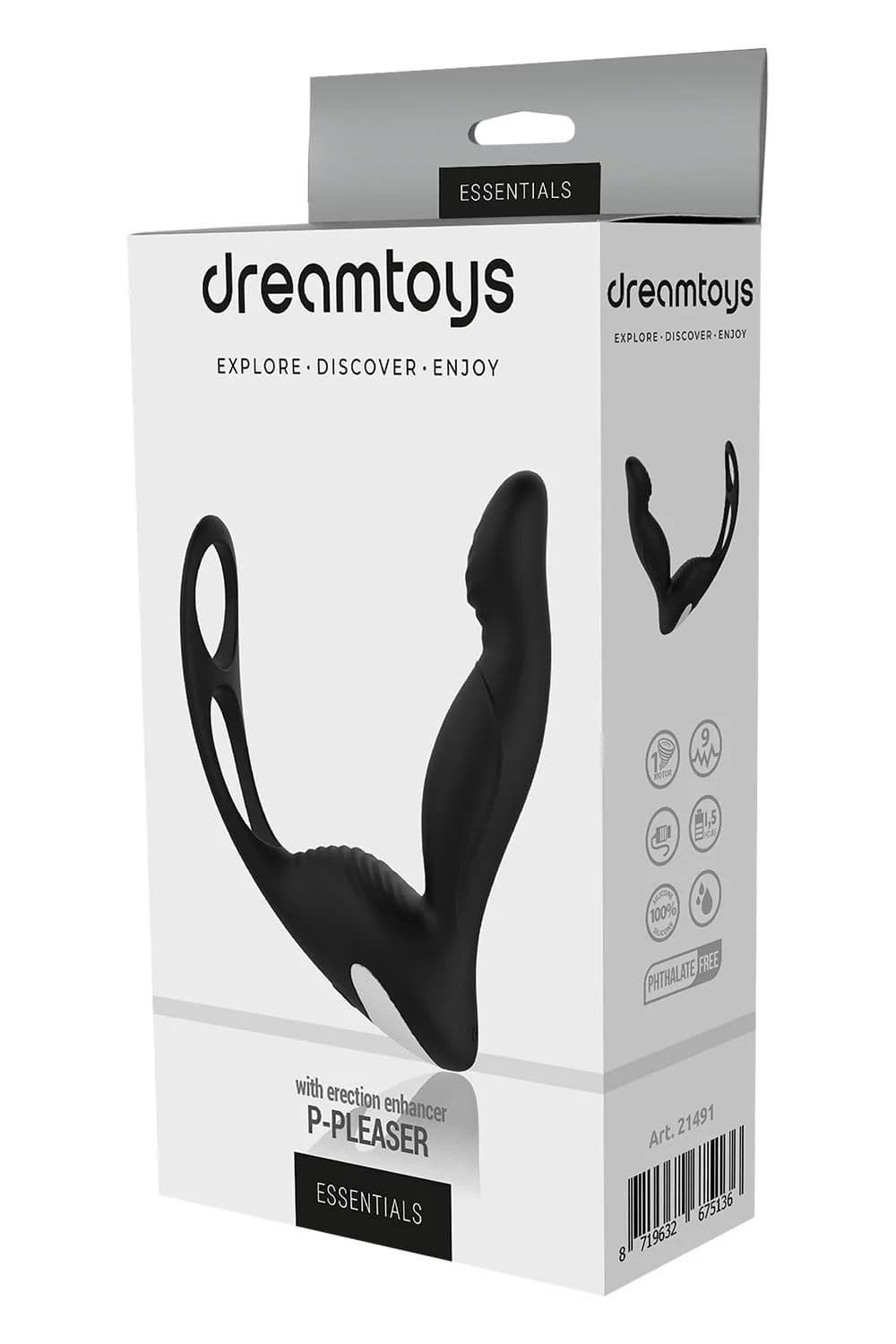 Черный вибромассажер простаты P-Pleaser With Erection Enhance