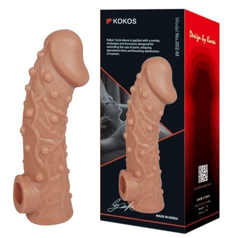 Телесная насадка на фаллос с отверстием для мошонки Cock Sleeve 002 Size M - 15,6 см.