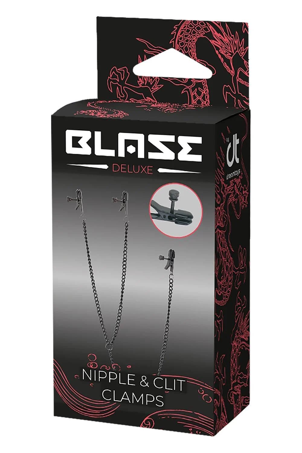 Черные зажимы на соски и клитор на цепочке Deluxe Nipple & Clit Clamps