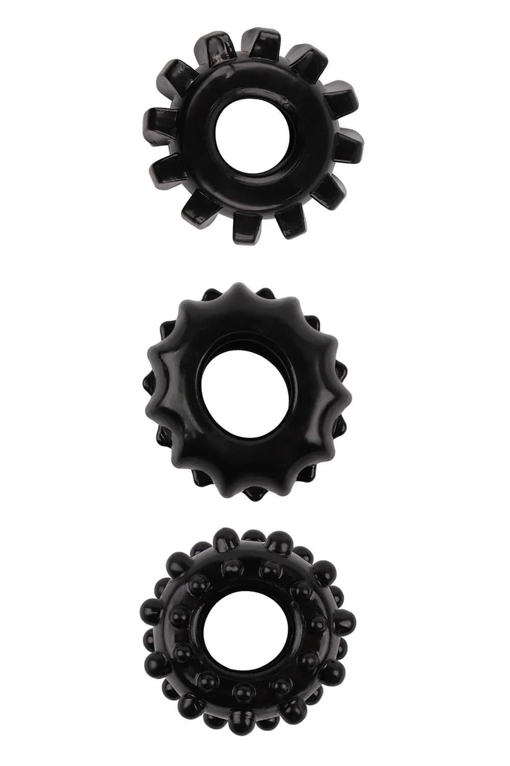 Набор из 3 черных эрекционных колец Set Of 3 Cockrings