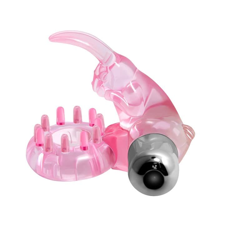 Розовое эрекционное виброкольцо с клиторальным зайчиком Love Rabbit Ring