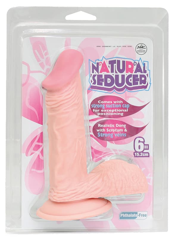 Телесный фаллоимитатор на присоске NATURAL SEDUCER 6 FLESH DONG - 15,2 см.