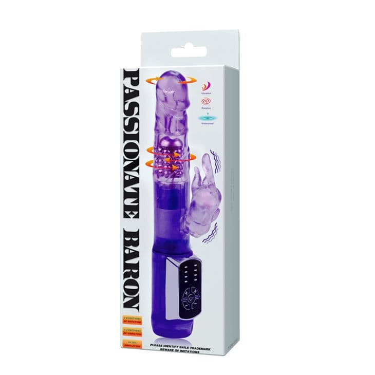 Фиолетовый вибратор-ротатор Passionate Baron - 22 см.