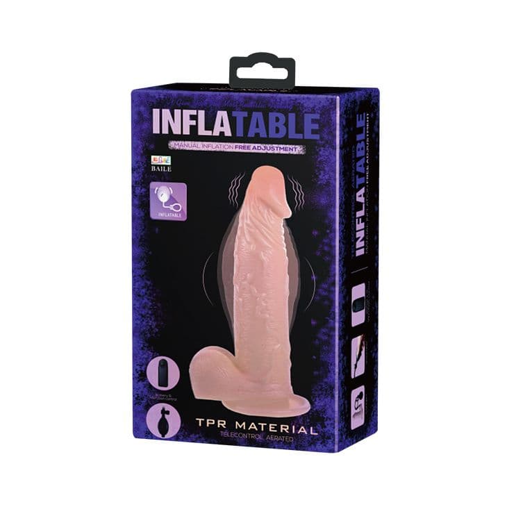 Телесный расширяющийся вибратор Inflatable - 19,3 см.