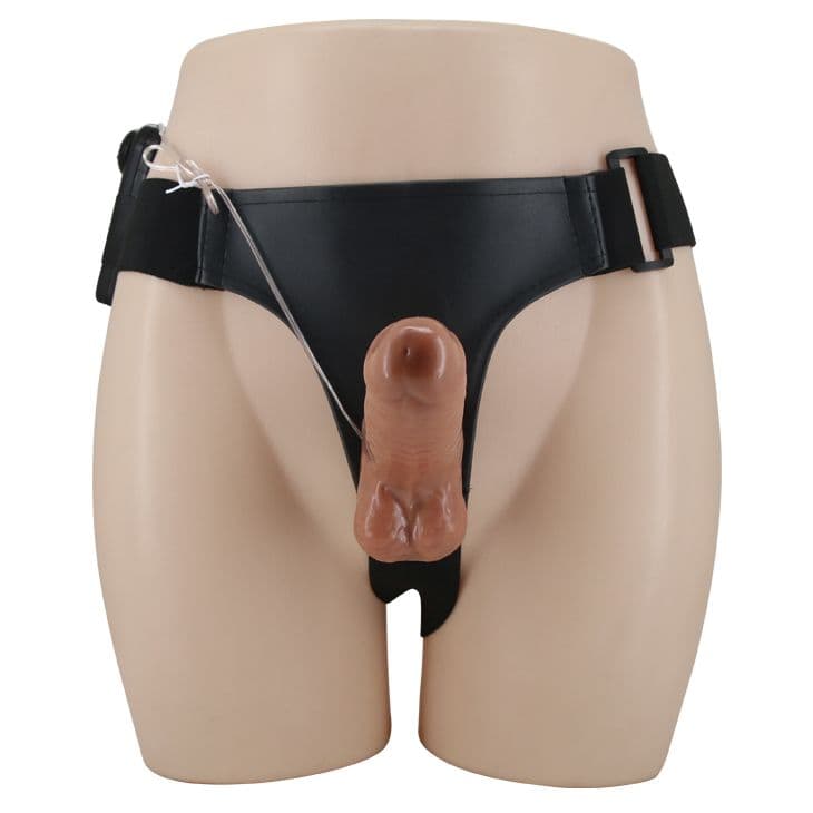 Страпон с вагинальной пробкой и вибрацией Ultra Passionate Harness - 16 см.