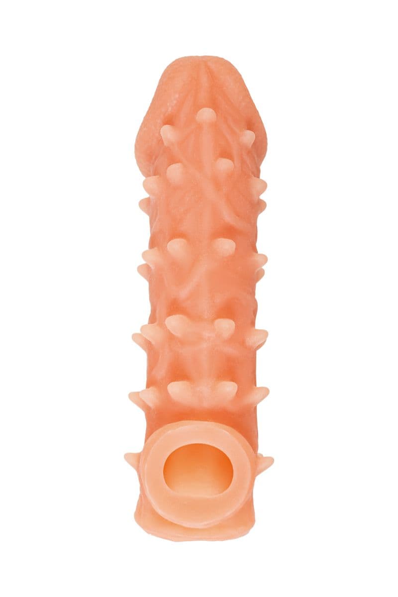 Телесная закрытая насадка с пупырышками Cock Sleeve 005 Size L - 17,6 см.