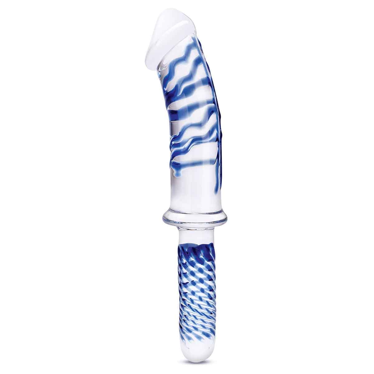 Прозрачно-синий двусторонний стимулятор 11  Realistic Double Ended Dildo - 28 см.