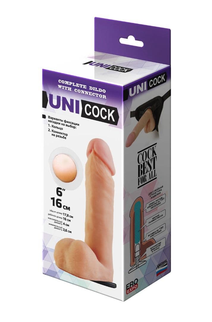 Насадка для страпона фаллической формы UNICOCK 6  - 18 см.