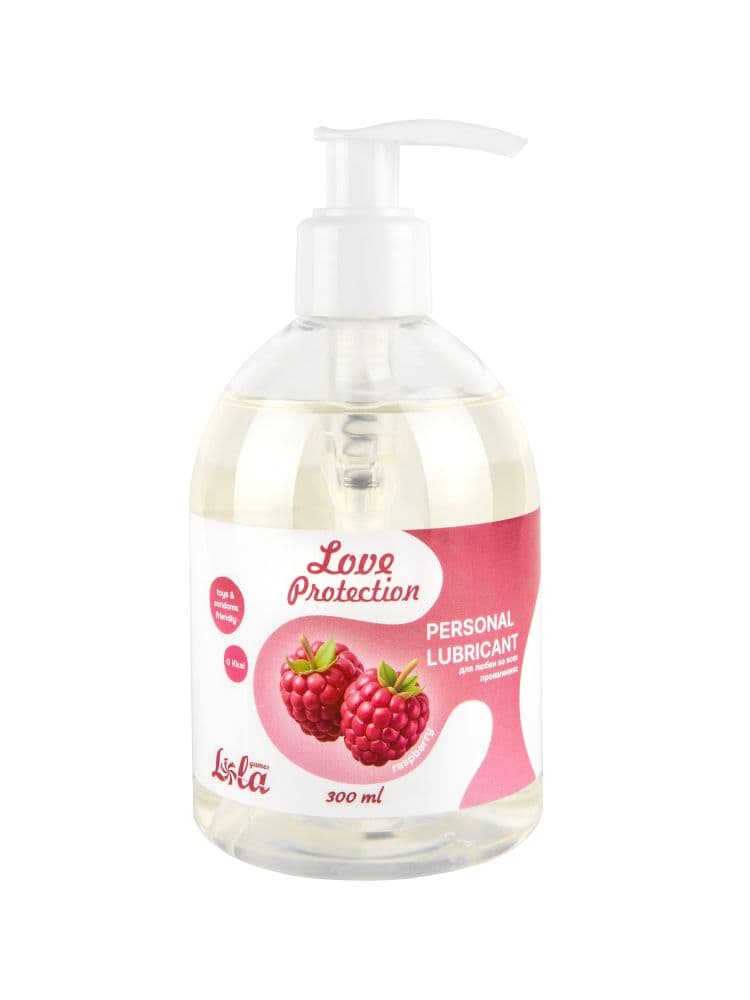 Лубрикант на водной основе Love Protection Raspberry с ароматом малины - 300 мл.
