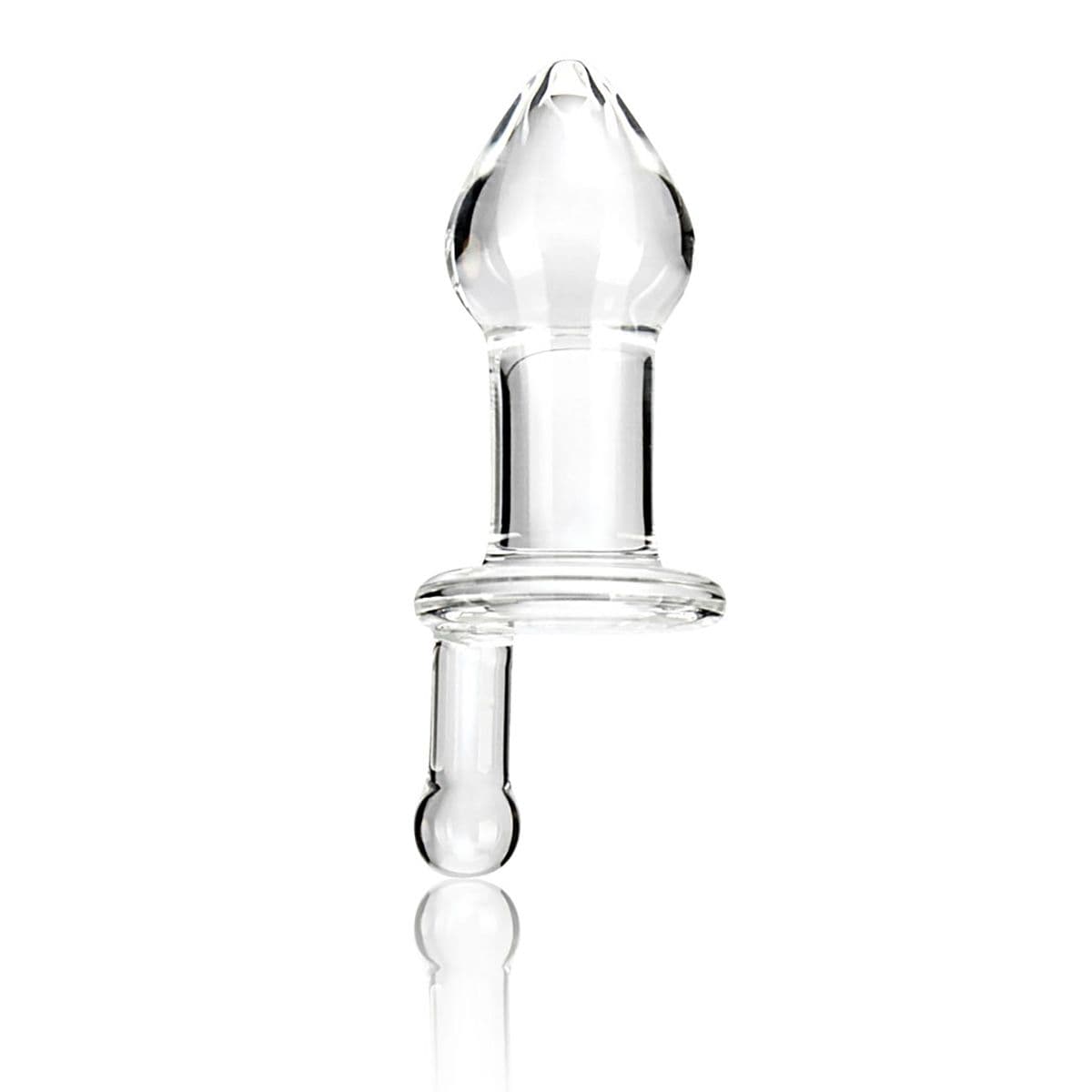 Прозрачный стеклянный анальный плаг с ручкой Glass Juicer - 12,7 см.