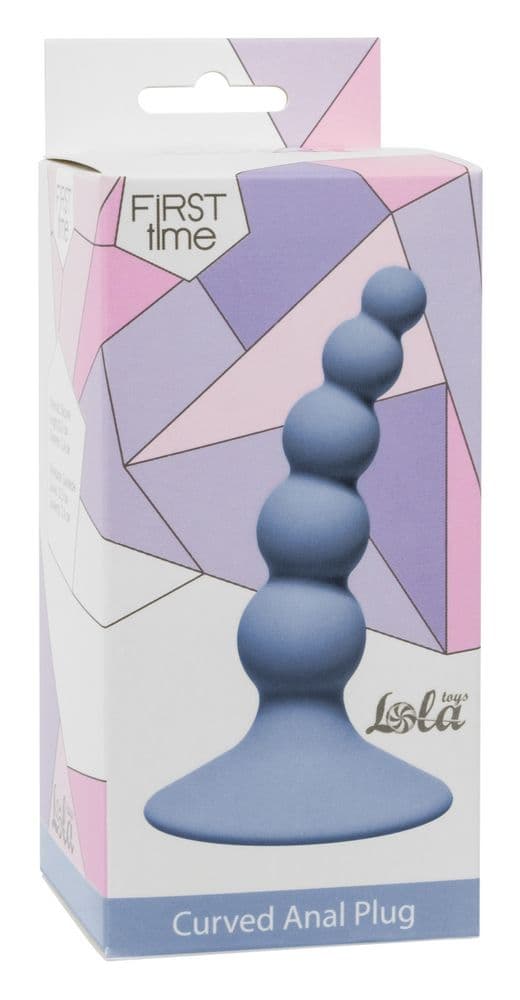 Голубая анальная пробка Ribbed Plug Blue - 10,5 см.