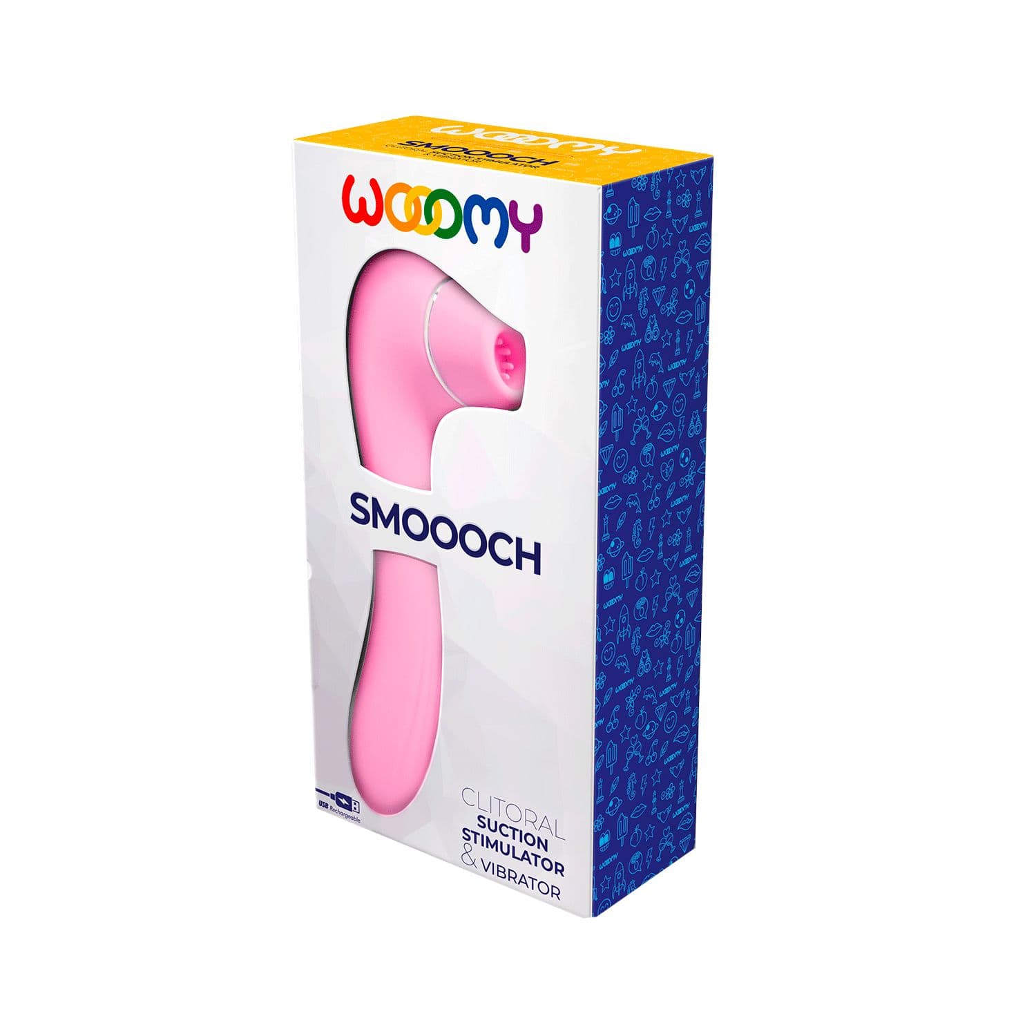 Розовый стимулятор Smoooch Clitoral Suction & Vibration - 18,6 см.
