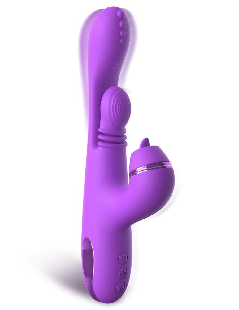 Фиолетовый вибратор с тройной стимуляцией Intimotion Pulse Pro - 24 см.