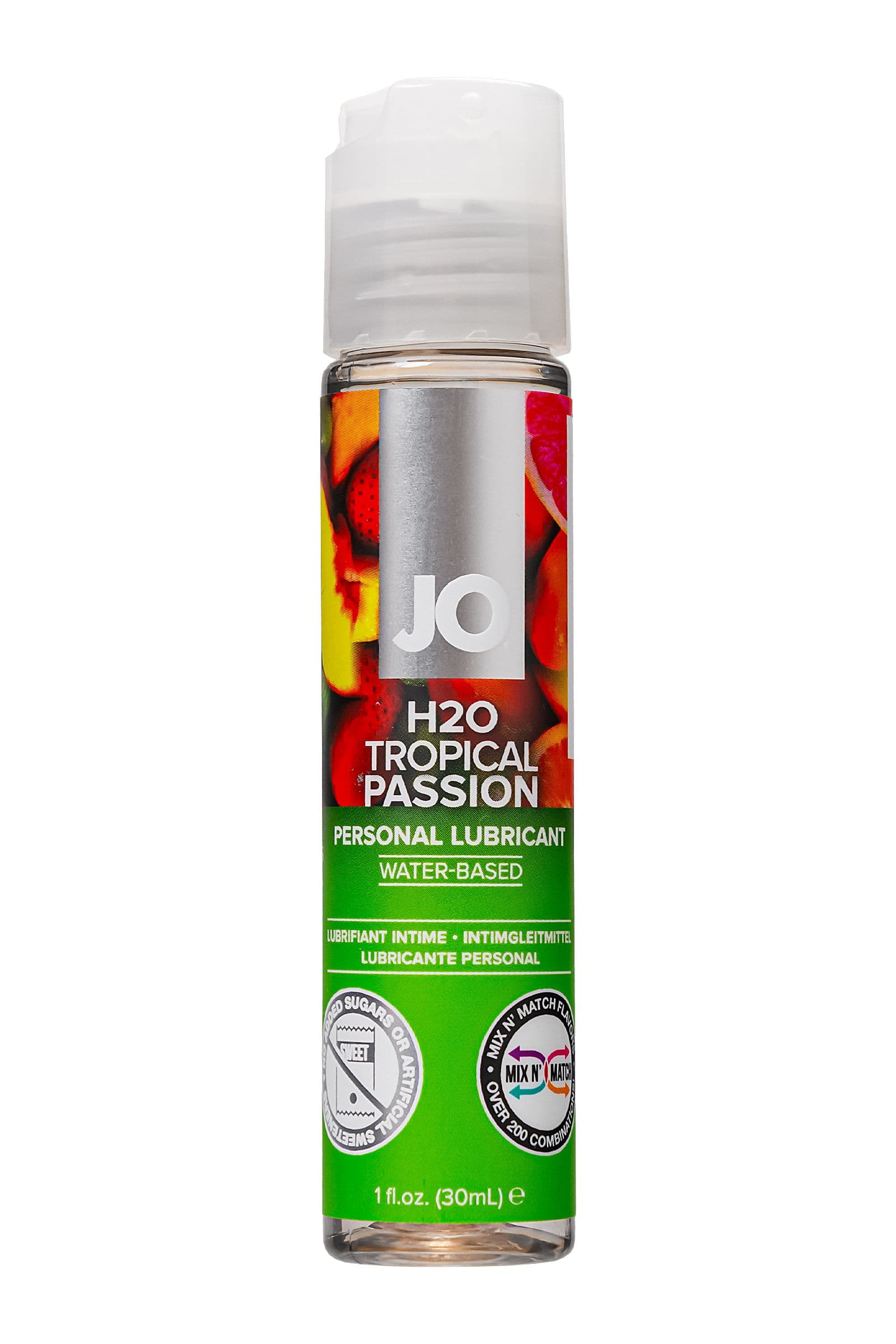 Лубрикант на водной основе с ароматом тропических фруктов JO Flavored Tropical Passion - 30 мл.